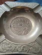 Vintage Brass Ashtray, PEACOCK 5" 1/2' by 5 1/2"
