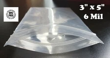 3" x 5" Resealable Plastic Bags Zip Seal 6 Mil Thick Reclosable Top Lock 6Mil