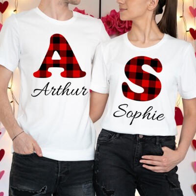 Personalised Couples Valentines Day Outfit Ideas Buffalo Matching T-Shirts #VD