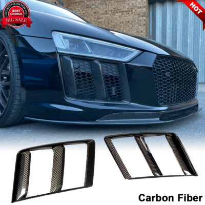 For Audi R8 2016-18 DRY CARBON FIBER Front Fog Air Vent Covers Side ...