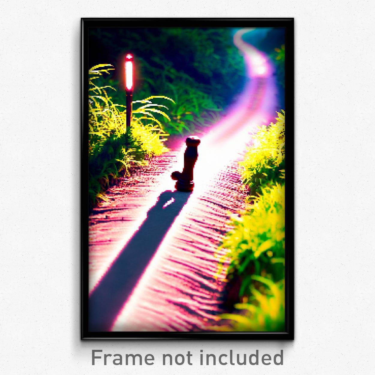8-Bit Psychedelic Pixel Art Poster - Vibrating Trail Video Game Print