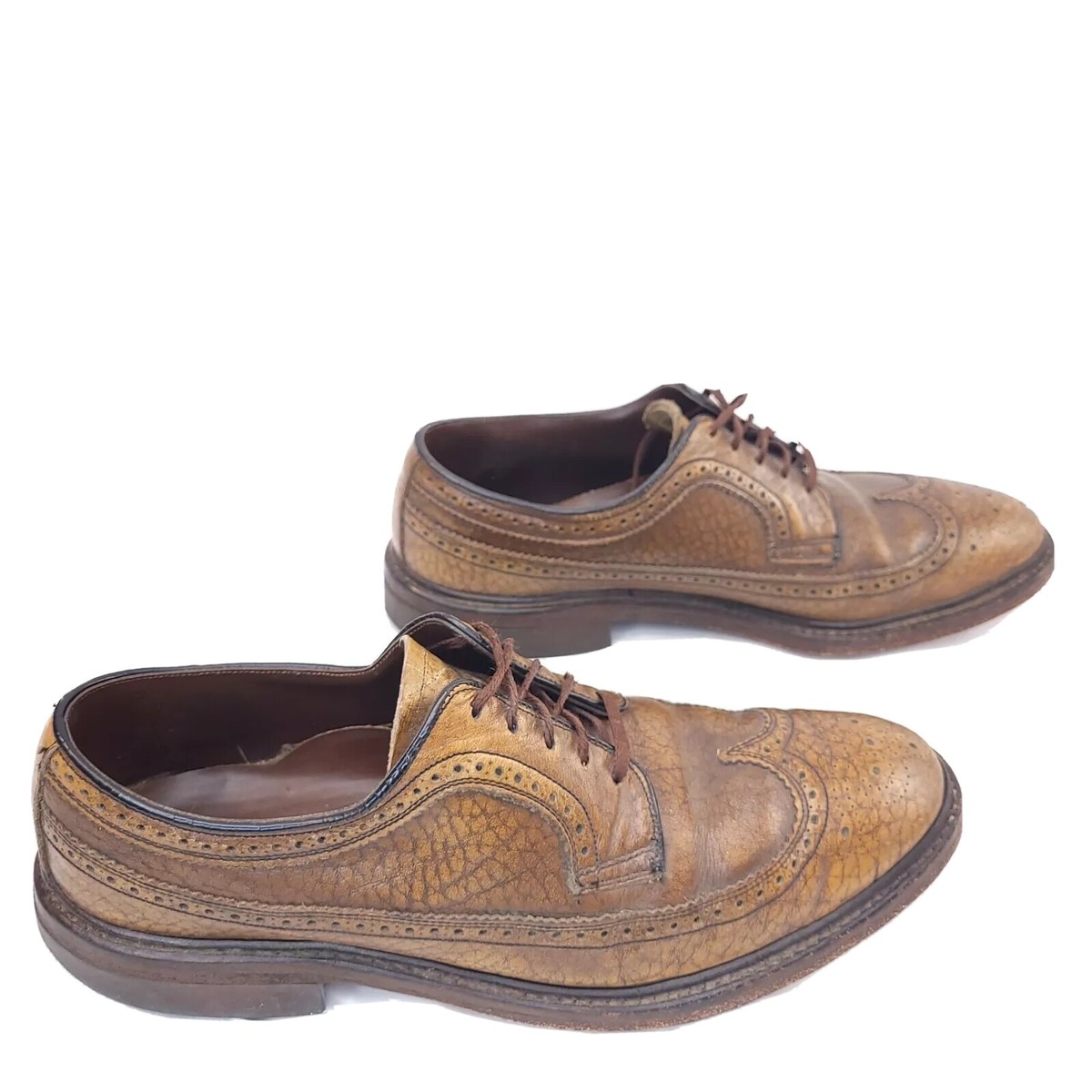 Dupont Corfam Brown Oxford Wingtip Lace Up Dress Shoes Mens 