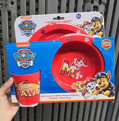 Paw Patrol Dynamic BPA Free PP 3pcs Dinner Set Plate, Bowl Cup UK