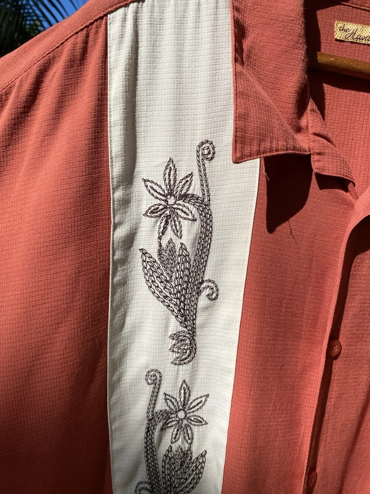 Camisa Havanera Co Para Hombres 3XLT Bordada con Botones Bolos Nota de Música Azul Foto 3 de 4