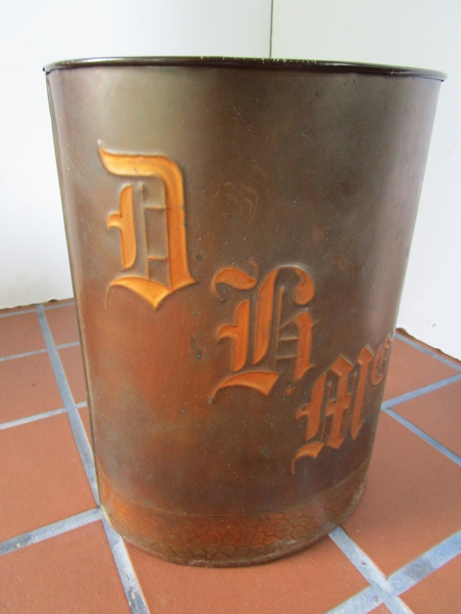 Vintage Studio Handcrafted Copper Wrapped Wastebasket Can Signed