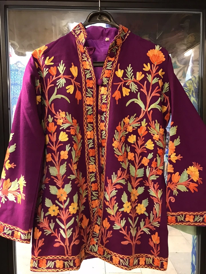 Chaqueta bordada de seda, abrigo chaqueta mujer, chaqueta boho, chaqueta hecha a mano Foto 2 de 4