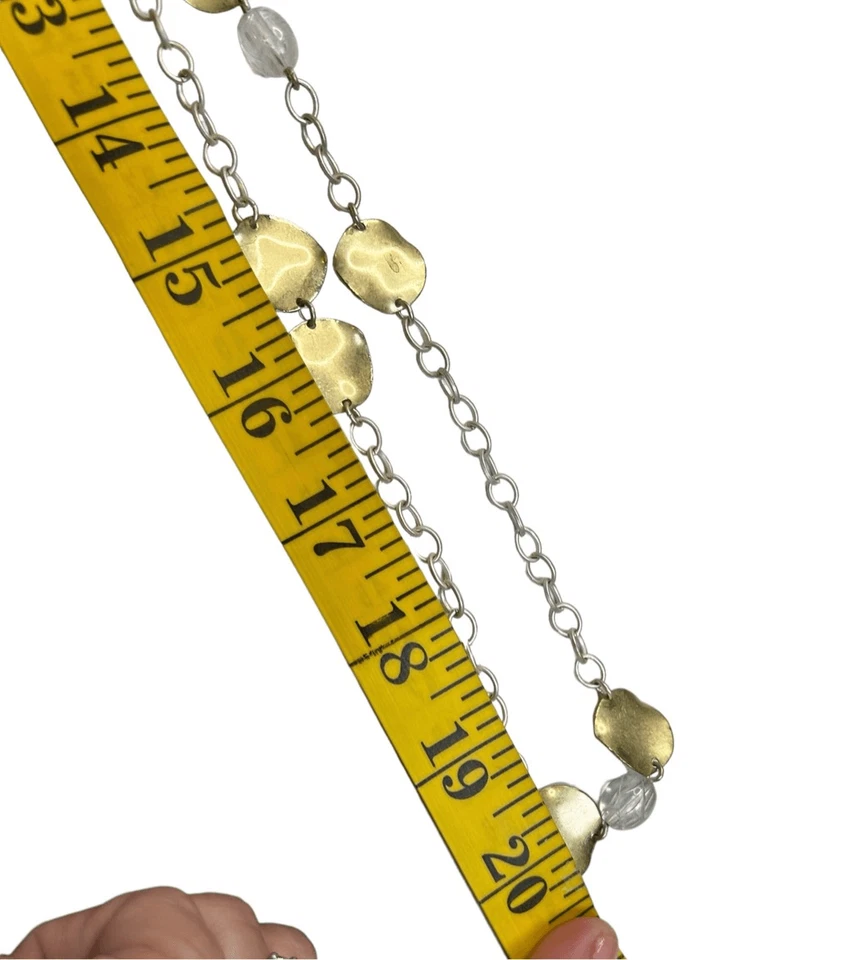 Collar disco metal plata y tono oro blanco largo firmado Avon Foto 4 de 4