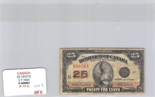 CANADA NOTE - 25 CENTS - 2.7.1923 - H6988581 - Picture 1 of 2