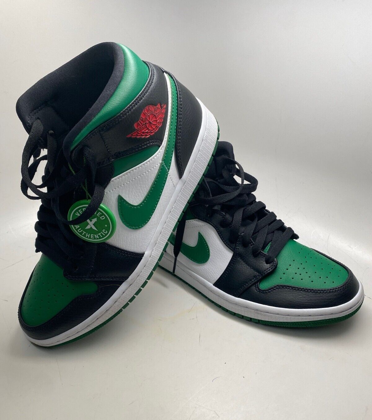 Size 8 - Jordan 1 Mid \u0026#034;Green Toe\u0026#034; Black/Gym Red/Pine Green/White  | eBay