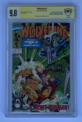Wolverine #41 CBCS 9.8 Signed Larry Hama White Pages 1991 Sabretooth Not CGC