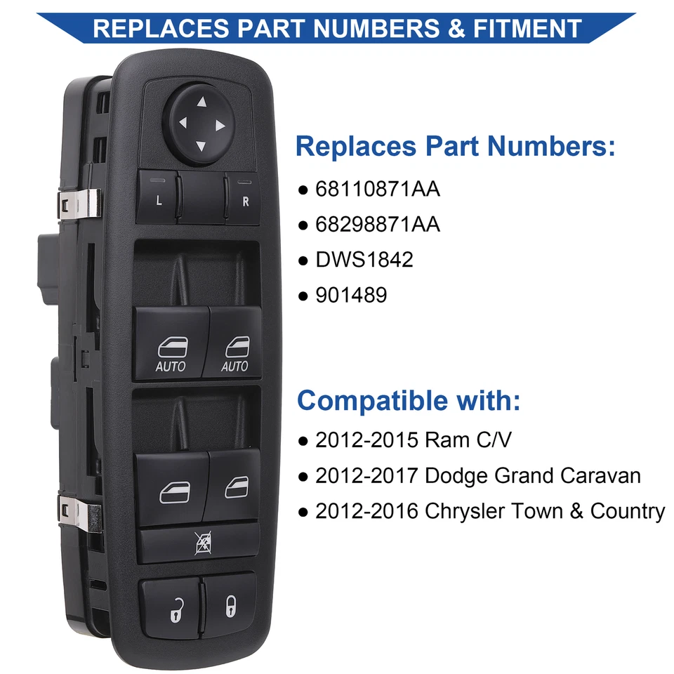 Window Switch for 2012-2017 Dodge Grand Caravan Chrysler Town & Country Ram C/V Foto 4 de 4