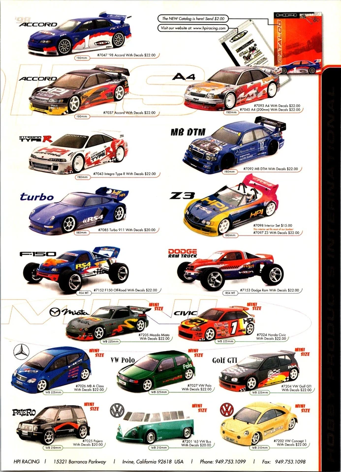 HPI RC Racing Bodies Print Ad Ephemera Wall Decor Viper F355 Z3 Accord - Image 2 of 2