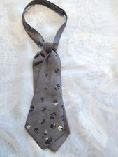 Silk Formal fashion wedding Tie Men Dark Grey pretied adjustable neck 13" long