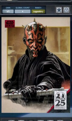 Topps Star Wars Card Trader Legendary Chrome 2024 5cc Red Refractor Darth Maul 