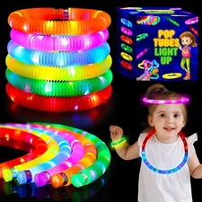 24 pcs Light Up Glow Sticks, LED Pop Tubes Party Favors for Kids 4-8 Glow in ...