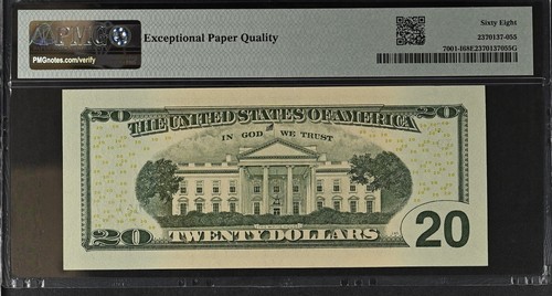 2017A $20 Federal Reserve Note Fr-7001-I Minneapolis PMG68 Superb Gem EPQ - Picture 2 of 2