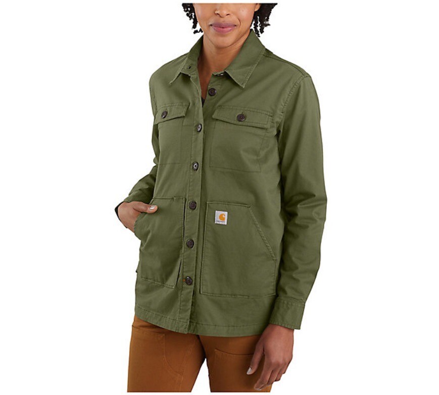 Carhartt Relaxed Fit Twill Lined Overshirt Women's Size L Basil