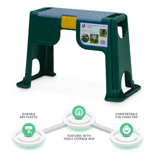 3 In 1 Gardener's Kneeling Padded Kneeler Seat With Tools Storage Portable Stool - Picture 10 of 11
