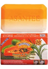 6 Bars x 125g -  ASANTEE Papaya & Rice Milk with Honey Cleansing Soap