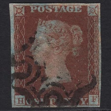 L21_17 GB QV 1841 1d PLATE 18 SG8-B1(1) GUIDELINE HF VFU 4M IMPERF MALTESE CROSS