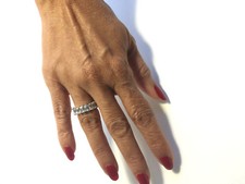 .925 STERLING SILVER PLATED BAND RING WITH 5X3MM RECTANGULAR CZ STONES J198