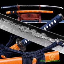 Quality Japan Samurai Katana Dragon Battle Sword T10 Steel Clay Tempered #1226