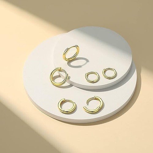 3 Paar 12 mm/15 mm/17 mm 18K Gold gefüllt Huggie Reifen Ohrringe Set passt Frauen - Bild 3 von 3