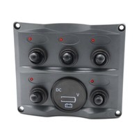 Wearproof Marine Yacht Rocker Switch Panel With 5 Buttons Digital Voltmeter