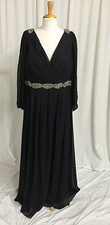 BLACK FORMAL OCCASION MOTHER OF BRIDE GROOM DRESS WEDDING EVINING 4XL Fit 18