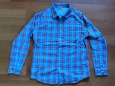 Uniqlo Boys Blue Plaid Long-Sleeve Button-Up Dress Shirt Size 11