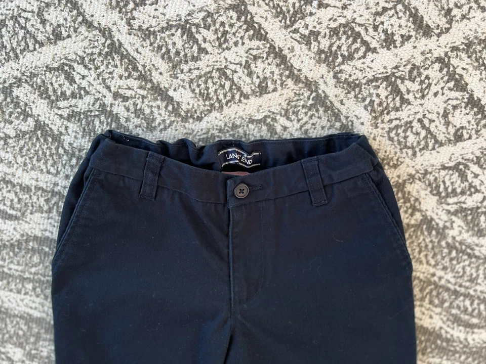Lands End Niñas Talla 11-12 Años Uniforme Escolar Hierro Rodilla Recto Chino Pantalones Usados en Excelente Condición Foto 2 de 4