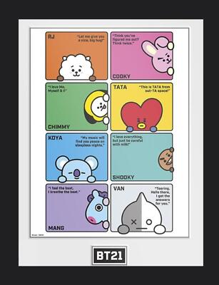 BT21 Vergleich gerahmtes Bild K-Pop Anime Musik Merch Chimmy Tata Mang Koya Fan