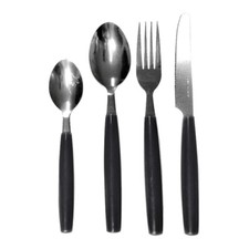 Set 24 posate in acciaio inox servizio da tavola per 6 persone nero