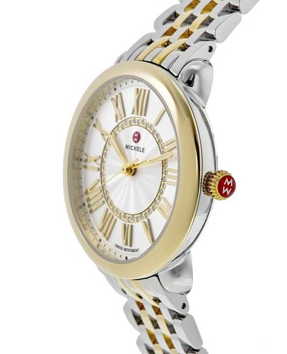 New Michele Serein Mid Two-Tone 18K Gold Diamond Dial Women's Watch MWW21B000148 - Picture 3 of 3