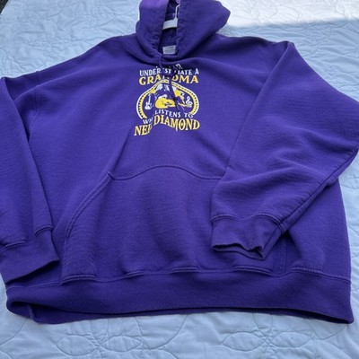 Gildan Heavy Blend Purple Hoodie Sweatshirt Grandma Listens To Neil Diamond L/XL