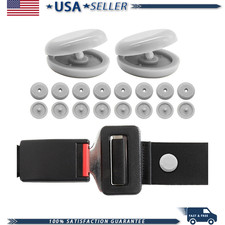 Seat Belt Button Stop 10 Sets Plastic Universal Snap-on System Grcolor Gray