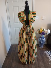 African Ankara Kimono 54 inch Long With Pockets size M to XL