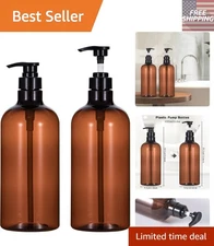 Set of 2 Amber Refillable Shampoo Pump Bottles 33.8oz for Stylish Organization