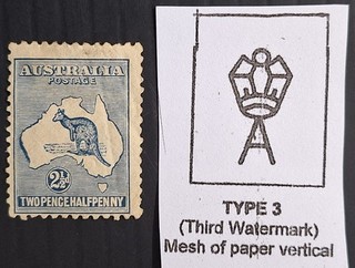 1917 Australia 2 1/2d Indigo Kangaroo Stamp 3rd WMK Mint Heavy Coastline $125.00
