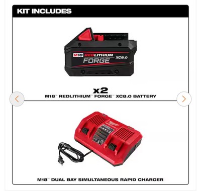 Milwaukee M18 48-59-1888 Forge Kit 8AH Batteries Dual Rapid