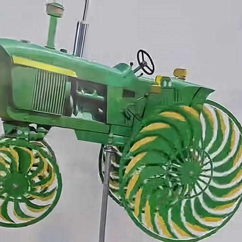 Rotierender grüner Traktor Windmühle Gartenpfahl rustikal Hof Rasen Outdoor Kunst Deko - Bild 6 von 6