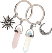 Sun and Moon Keychain Set Alloy Metal Key Rings with Love Heart Design Compact P