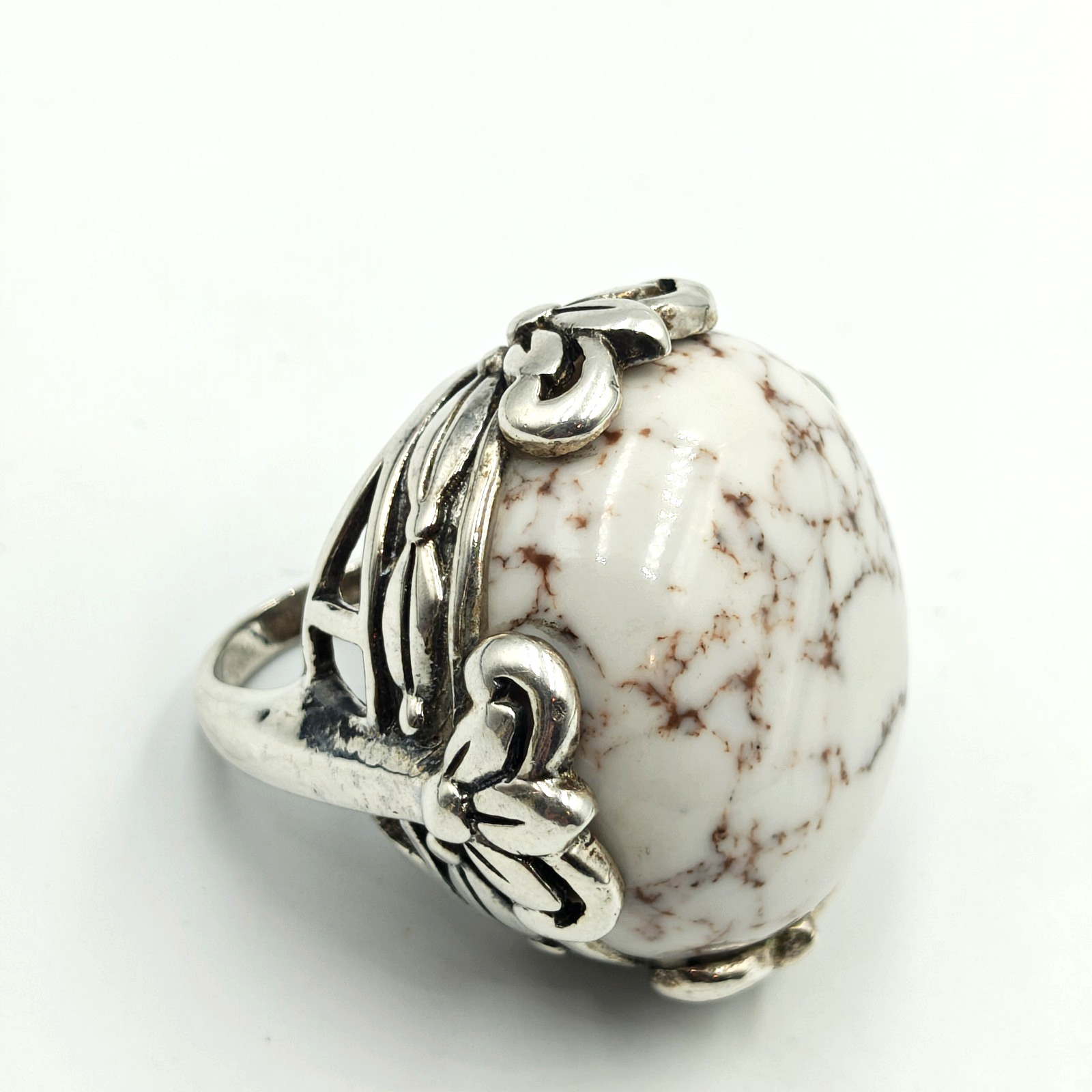 Ross Simons Sterling Silver 925 Large Howlite Cab… - image 1