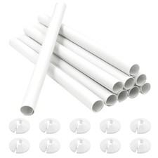10 PCS Radiator Pipe Covers and Pipe Collars White 200mm x 15mm Pipe Snap On PVC