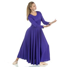 Danzcue Womens Praise Loose Fit Full Length Long Sleeve Dance Dress Large