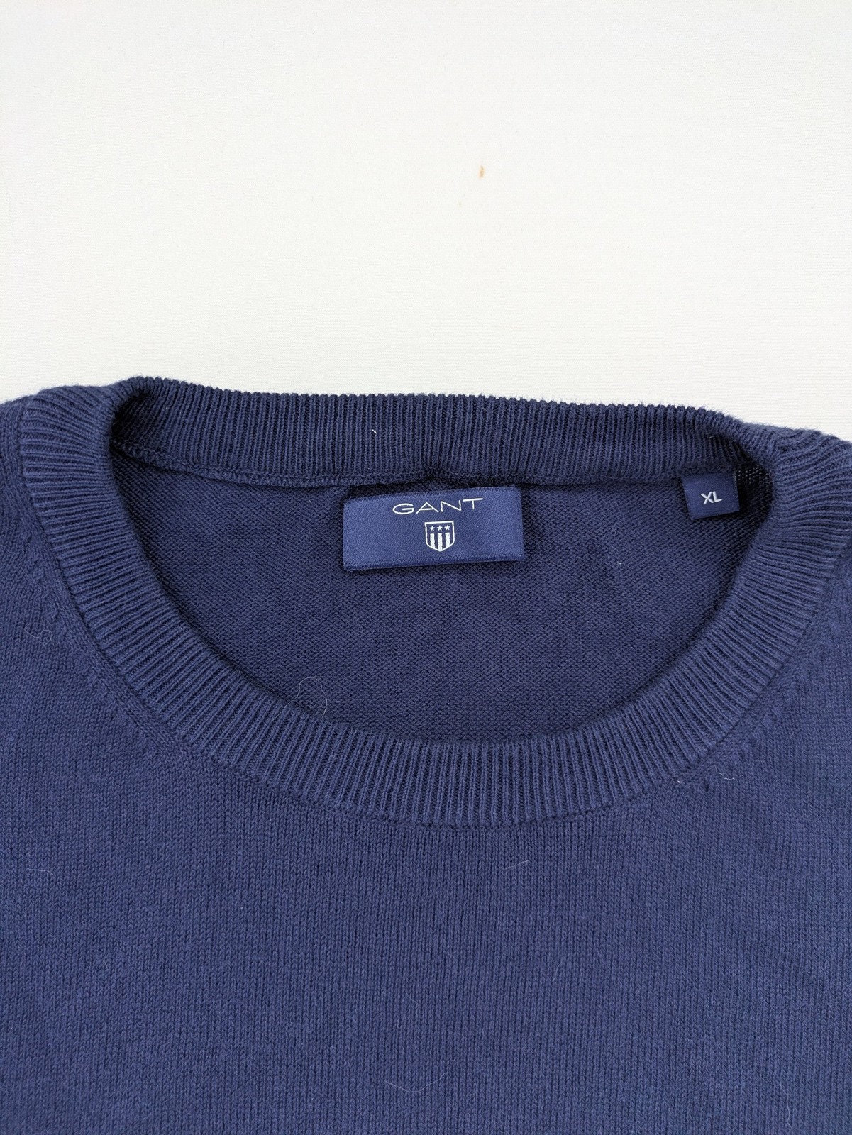 Gant Herren Pullover Pulli XL dunkelblau weiß gestreift Baumwolle Rundhals image 3