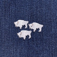 3-Pack White Buffalo Applique Patch Embroidered Bison Animal Badge 1.25" Iron On