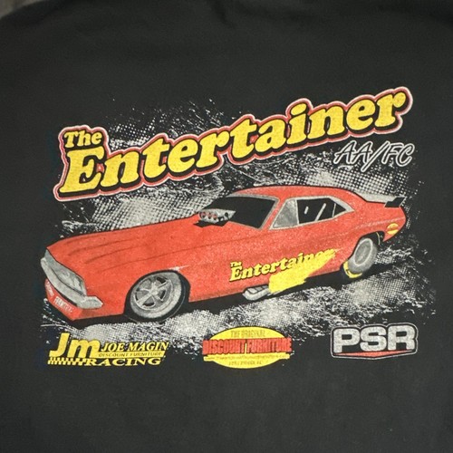 Gildan Men's Black Racing Graphic Print T-Shirt Crew Neck Short Sleeve Cotton S