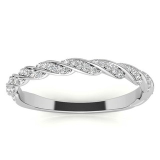 Moissanite Infinity Rope Ring 925 Silver Stackable Band Size 7 White Gold FN