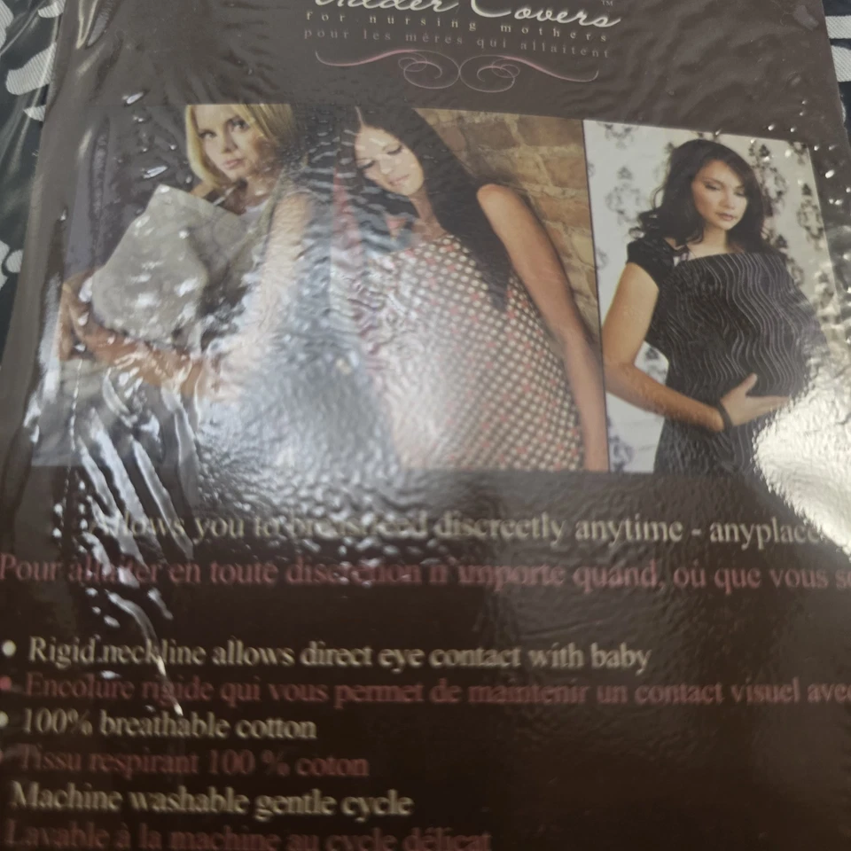 Вымя крышки кормления чехол черный белый дамасский принт 100% хлопок новый с Ярлыками - Изображение 2 из 3